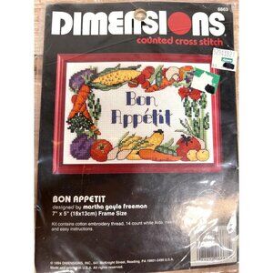 Dimension Bon Appetit Counted Cross Stitch Kit Cotton Thread 14 Count White Aida
